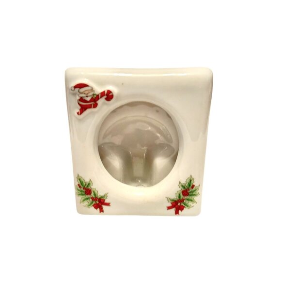 Ceramic Holiday Picture Frame With Santa & Holly Design Festive Decor - Picture 7 of 11